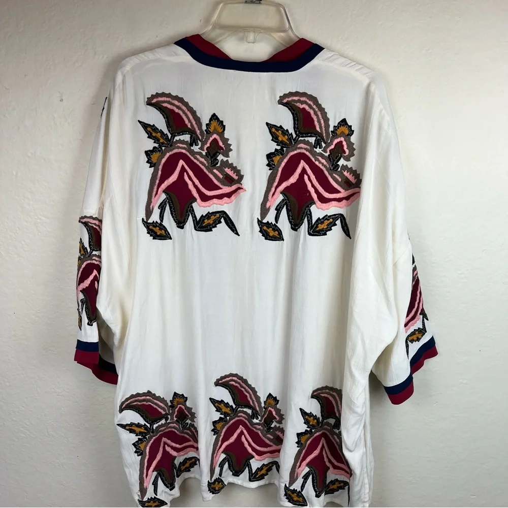 Anthro-Parodise- kimono style jacket with flower embroidery-Woman’s One size - Picture 9 of 14